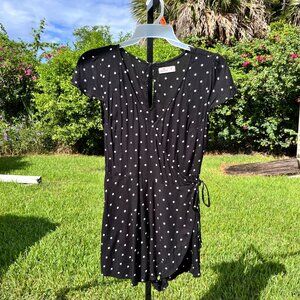 Hollister Black White Polka Dot Viscose Wrap Romper Size M